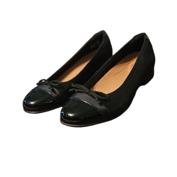 Unstructured By Clarks Un Blush Cap Women's Ballet Flat Bow Shoe Black Size 7M - Picture 2 of 8